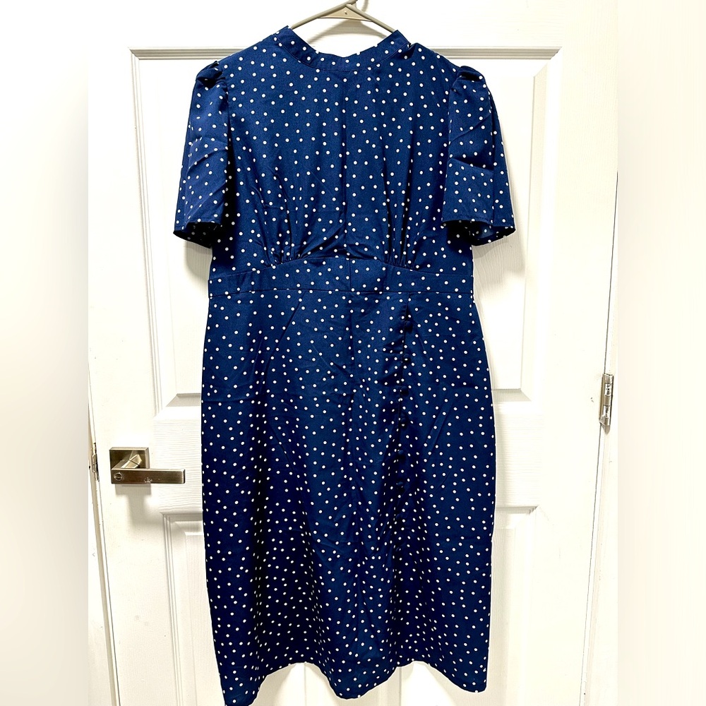 ASOS Maternity Navy Blue Polka Dot Midi Dress